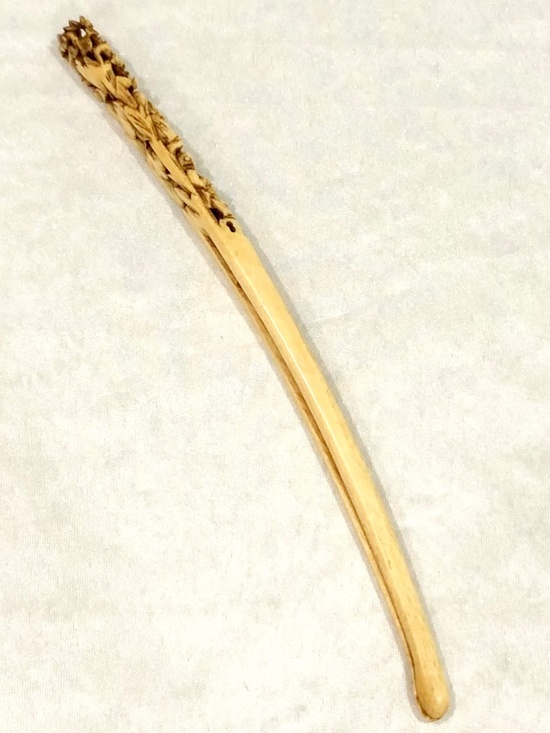 Antique Chinese Ming Dynasty Carved Bone Hairpin Ornament Wedding Accessory main image 10